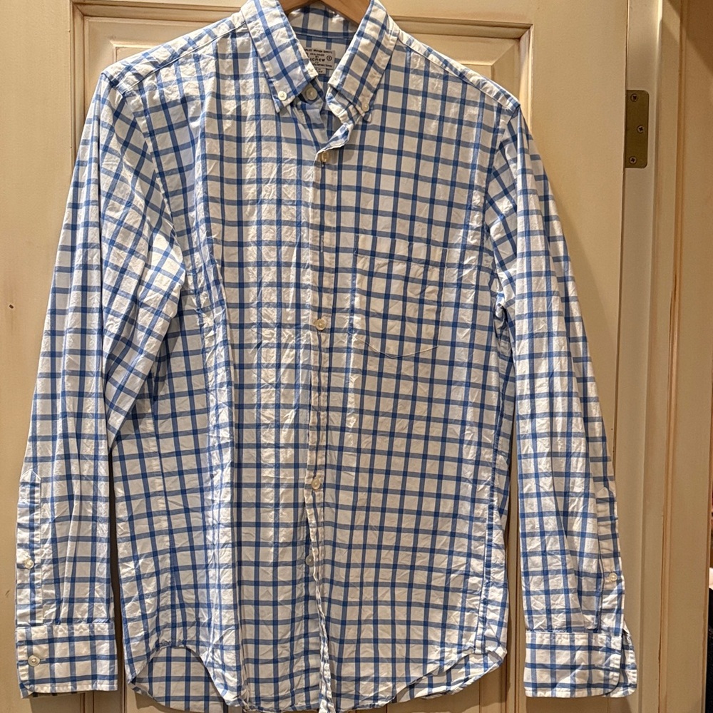 J. Crew Blue and White Plaid Men's Shirt